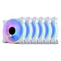 Set 6 Ventilatoare Carcasa 120 x 120 mm Pro Gaming ARGB White, controller, telecomanda - imagine 2