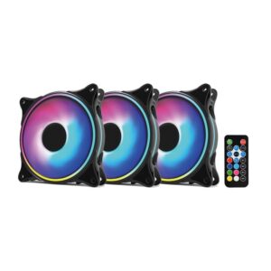 Set 3 Ventilatoare Carcasa 120 x 120 mm Pro Gaming ARGB, controller, telecomanda