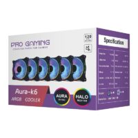 Set 6 Ventilatoare Carcasa 120 x 120 mm Pro Gaming ARGB Black, controller, telecomanda, - imagine 4